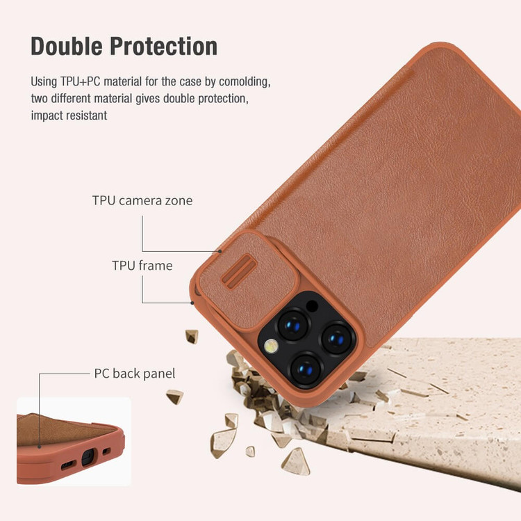 کاور نیلکین مدل QIN PRO LEATHER مناسب برای گوشی موبایل اپل Iphone 14 Pro Max