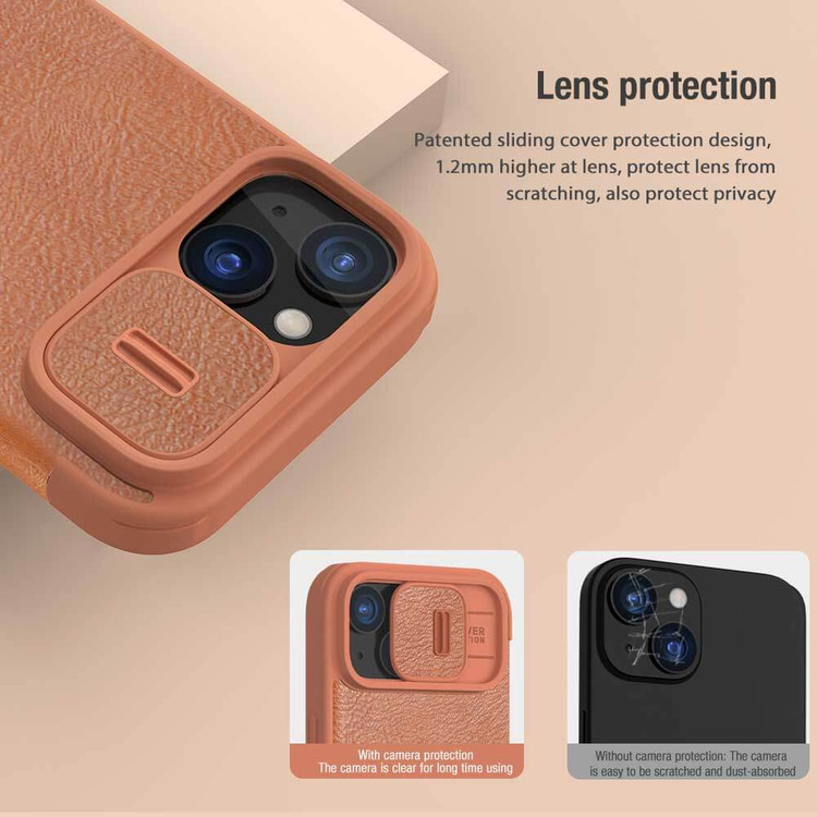 کاور نیلکین مدل QIN PRO LEATHER مناسب برای گوشی موبایل اپل Iphone 15