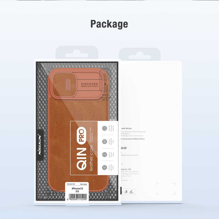 کاور نیلکین مدل QIN PRO LEATHER مناسب برای گوشی موبایل اپل Iphone 15