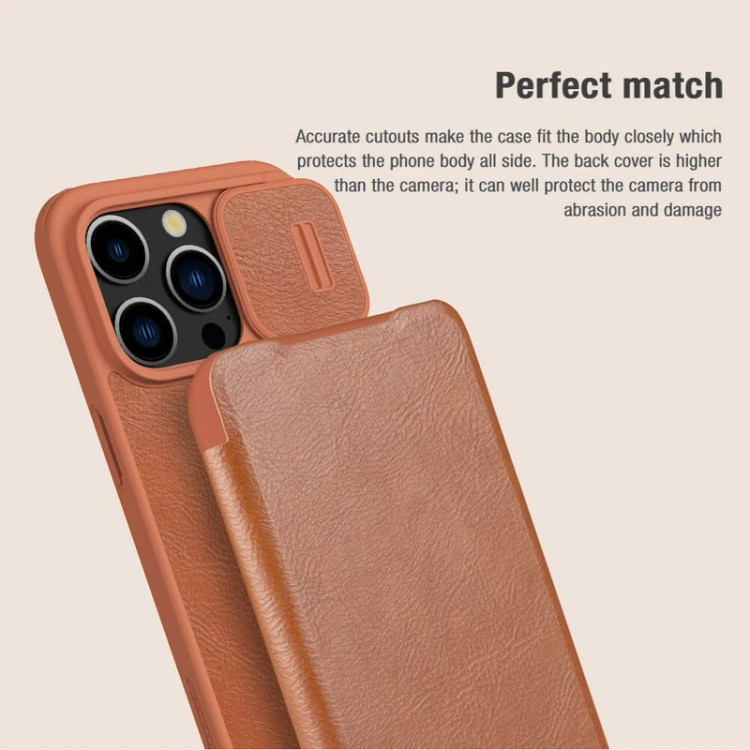 کاور نیلکین مدل QIN PRO LEATHER مناسب برای گوشی موبایل اپل Iphone 15 Pro Max