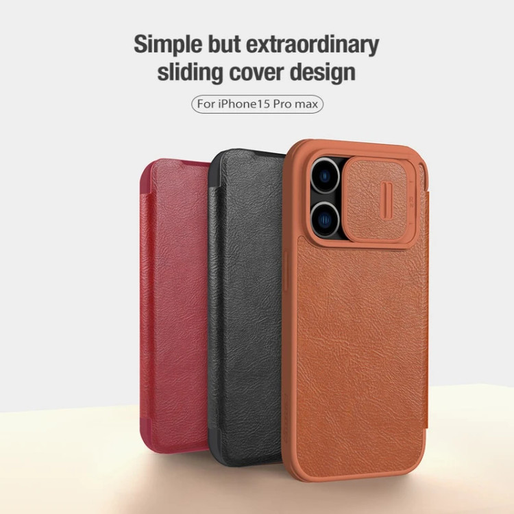 کاور نیلکین مدل QIN PRO LEATHER مناسب برای گوشی موبایل اپل Iphone 15 Pro Max
