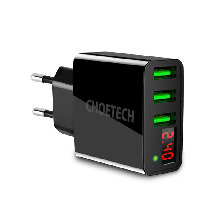 آداپتور چویتک 3 پورت با صفحه ی نمایش دیجیتالی مدل CHOETECH C0027 (15W)