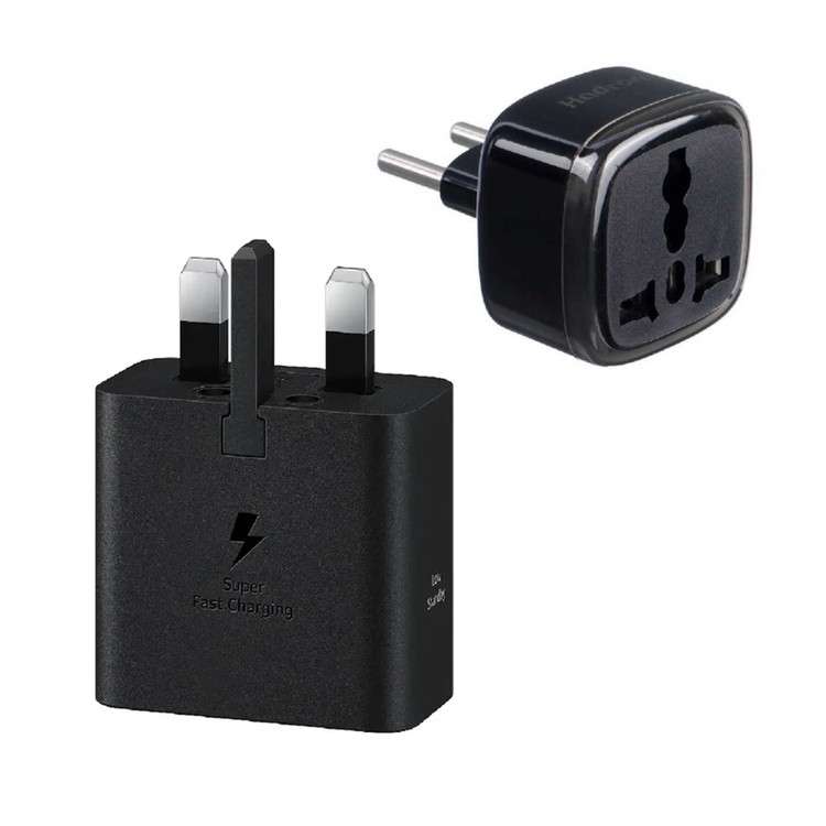 باندل شارژر دیواری 25 وات اصلی سامسونگ مدل EP-T2510 و تبدیل 3 به 2 هادرون مدل 1-A10E