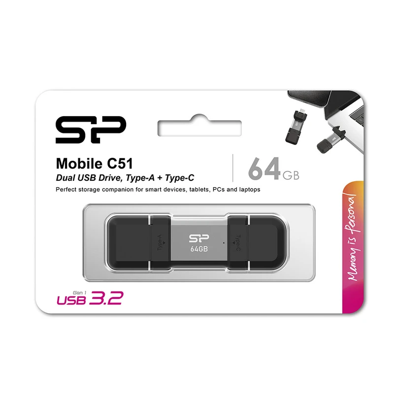 فلش مموری USB3.2 سیلیکون پاور مدل Mobile C51 ظرفیت 64گیگابایت