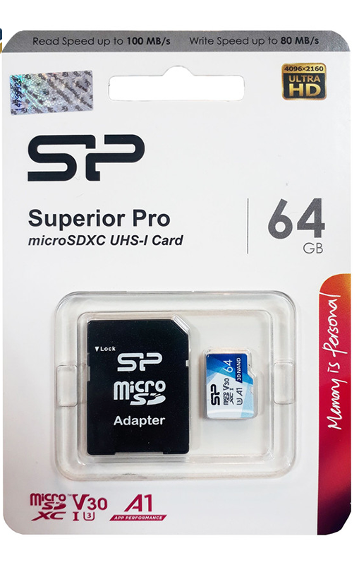 کارت حافظه microSDXC سیلیکون پاور مدل Superior Pro کلاس 10 استاندارد UHS-I U3 سرعت 100MBps ظرفیت64گیگابایت به همراه آداپتور SD