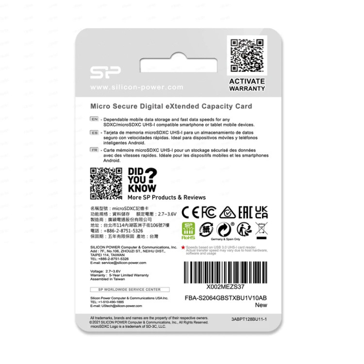 کارت حافظه microSDXC سیلیکون پاور مدل Elite کلاس 10 استاندارد UHS-I U1 سرعت 100MBps ظرفیت 64 گیگابایت